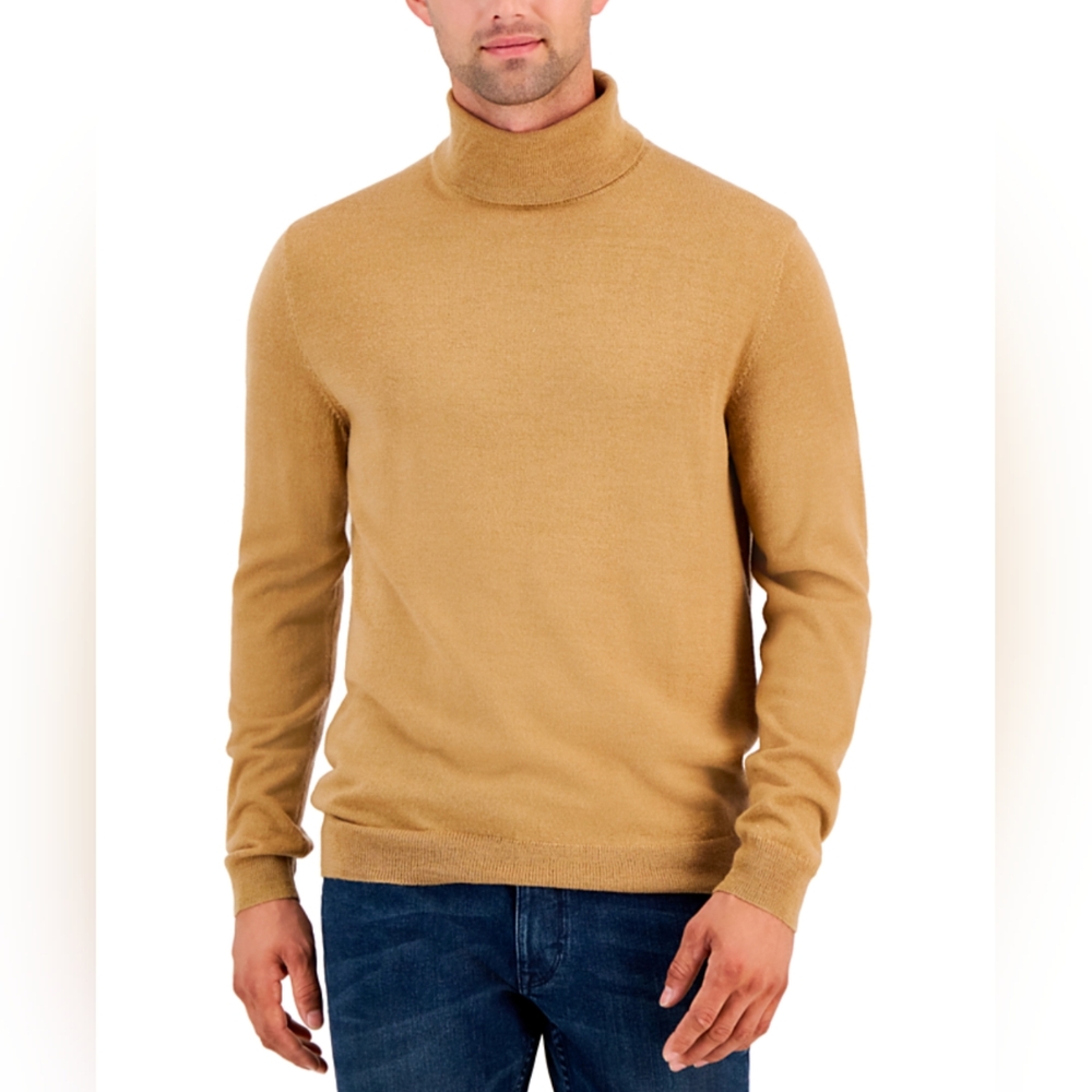 Club Room Men's Merino Wool Blend Turtleneck Sweater - Camel